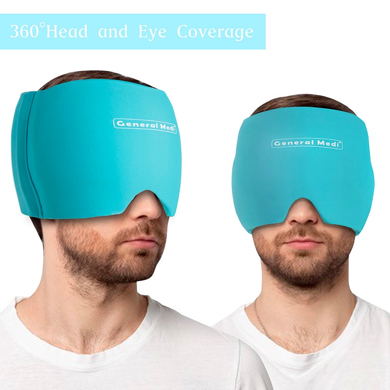 General Medi Headache & Migraine Ice Wrap Cap, Cold Therapy Migraine Relief Hat, Headache Ice Hat Cold Compress, Great for Puffy Eyes, Tension, Sinus & Stress Relief (Blue) - Image 3