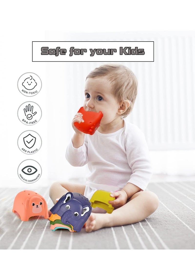 SYOSI Animal Stacking Count Stacking Cups Bath Toddlers Toys - Educational Montessori  Learning Toys for Boys  Girls 1-3 8PCS Nesting Cups Set for Indoor Outdoor Bathtub Beach  - Image 3