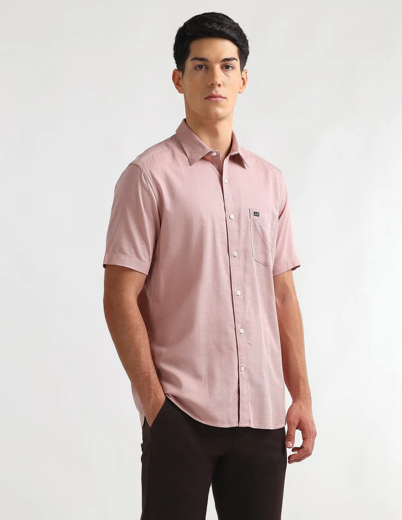 Arrow Peach Dobby Regular Fit Shirt for Men | Best Price UAE