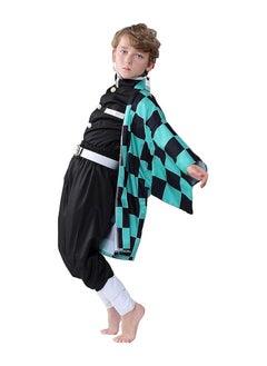 Al Aoyama Kimono Tanjiro Robes  Uniform with Full Cosplay Set for Girls Boys Kids Adult  Party Set  - Image 3