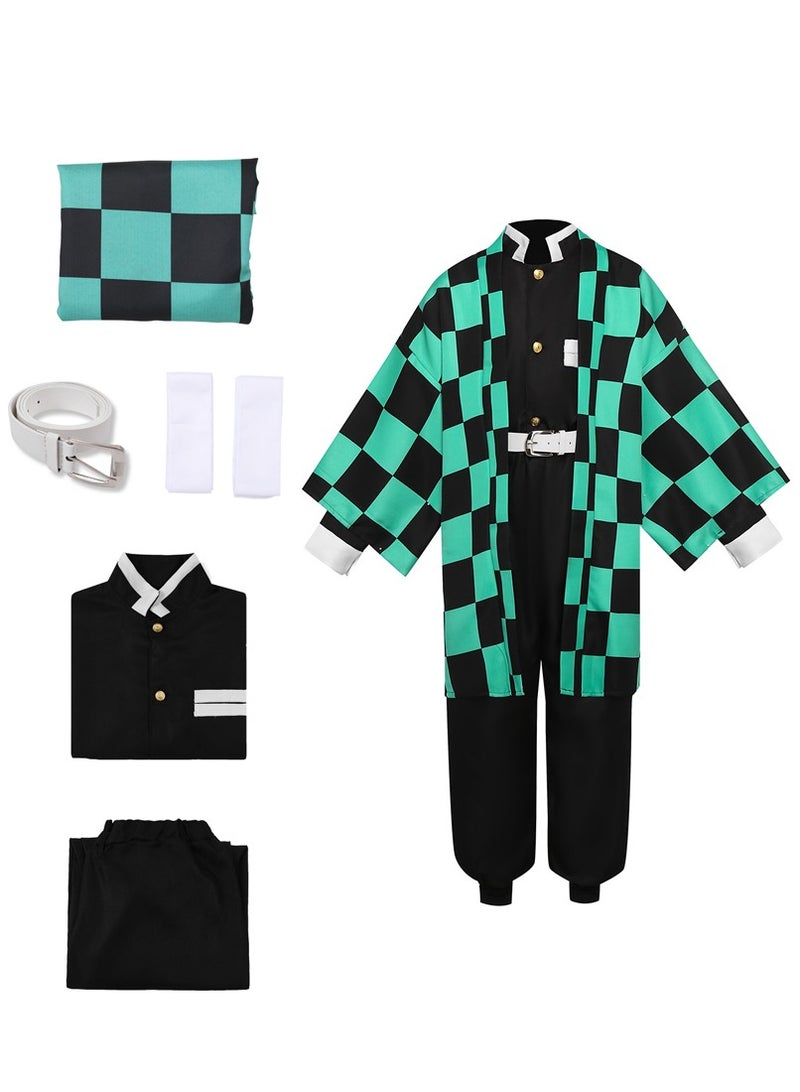Al Aoyama Kimono Tanjiro Robes  Uniform with Full Cosplay Set for Girls Boys Kids Adult  Party Set - Image 2