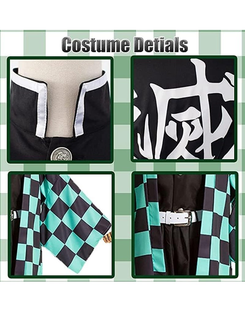 Kimono Tanjiro Robes  Uniform with Full Cosplay Set for Girls Boys Kids Adult  Party Set