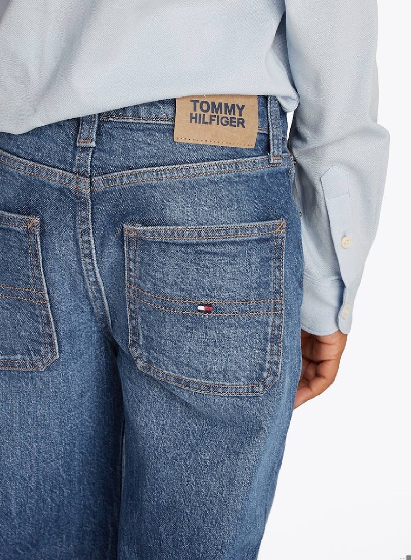 TOMMY HILFIGER Boys' Relaxed Jeans - Cotton, Blue - Image 4