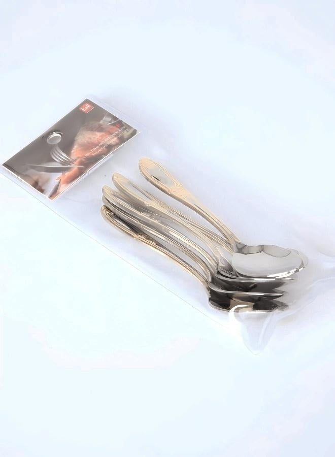 C&E Stainless Steel Coffee Spoon 6-Piece Set, Home Kitchen Small Spoon Set, Silver+Gold Printed Handle  - Image 3