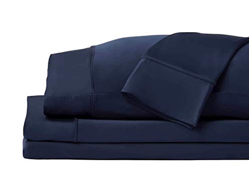 SHEEX Original Performance Sheets Set KingCalifornia King Navy Cooling Sheets Moisture Wicking 1 Flat Cooling Sheet 1 Fitted Cooling Sheet 2 Pillow Covers Wrinkle Free Sleep Aid