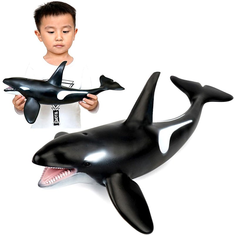 LOVNBHELP Simulated Orca Whale Toy Ocean Big Animal Toys for Kids 16 Inch Large Size Sea Marine Animal Action Figures Soft Filled Rubber Sea Educational ToysKiller Whale - Image 3