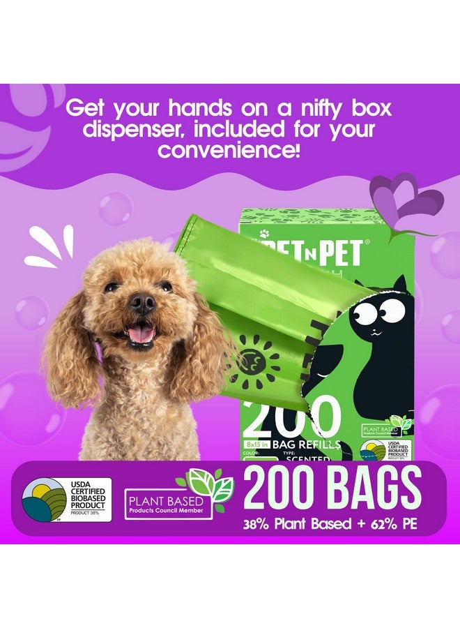 بت آن بت أكياس فضلات الكلاب برائحة اللافندر من Pet N Pet، 200 كيس، بمقابض ربط، مصنوعة من 38% نباتات و62% بولي إيثيلين، أكياس براز سميكة جدًا للكلاب، أكياس نفايات الحيوانات الأليفة - Image 3