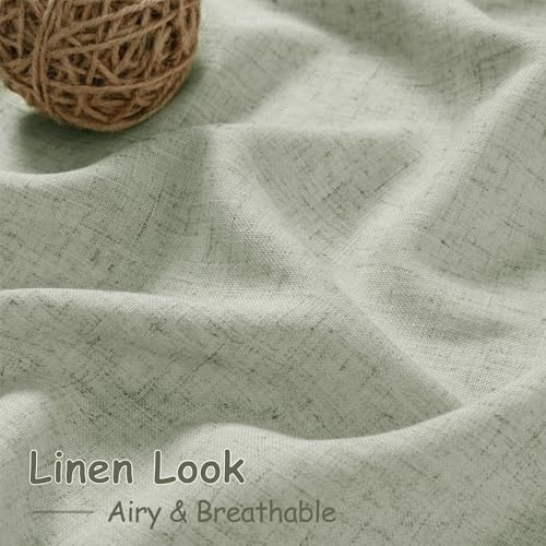 Nanspring Sage Green Curtains 84 Inch Length 2 Panels Back Tab Rod Pocket Light Filtering Semi Sheer Drapes Linen Cotton Textured Airy Farmhouse Living Room Decor Light Green Curtains for Bedroom - Image 5