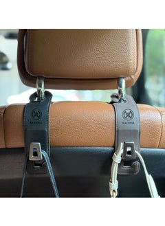 Maxwell Electronics Maxwell Car Headrest Hook Swift Hook for Back Organizer Suitable for Handbags Groceries Coat Compatible with all Automobile, Durable, Premium Leather, Easy installation, Foldable (Black)  - Image 2