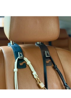 Maxwell Electronics Maxwell Car Headrest Hook Swift Hook for Back Organizer Suitable for Handbags Groceries Coat Compatible with all Automobile, Durable, Premium Leather, Easy installation, Foldable (Black)  - Image 3