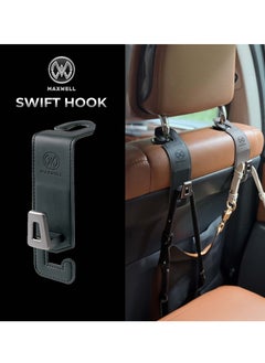 Maxwell Electronics Maxwell Car Headrest Hook Swift Hook for Back Organizer Suitable for Handbags Groceries Coat Compatible with all Automobile, Durable, Premium Leather, Easy installation, Foldable (Black)  - Image 4