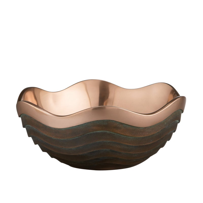 nambe Copper Canyon Bowl  10Inch Fruit Bowl for Kitchen Counter Table Mantel Dcor  Decorative Scalloped Edge Vegetable Basket  Salad Serving Bowl  25 Quart