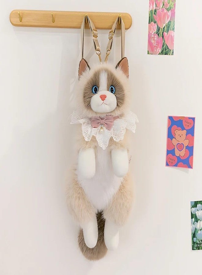 bosig® This unique and adorable backpack is great for cat lovers and fashion | Experience the charm of our Realistic Stuffed Cat Shaped Backpack, designed to resemble a lifelike cat | (grey) - Image 5