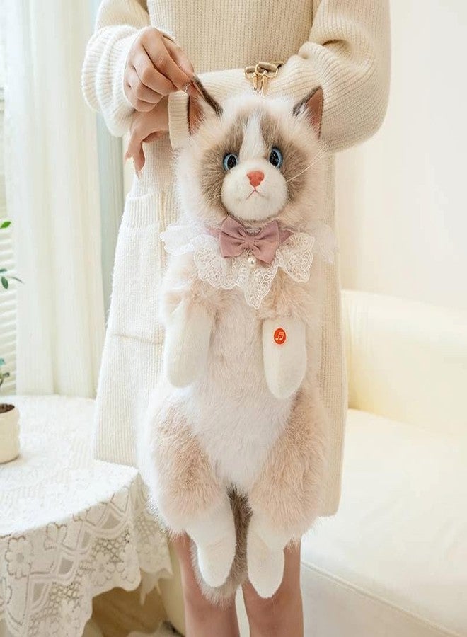 bosig® This unique and adorable backpack is great for cat lovers and fashion | Experience the charm of our Realistic Stuffed Cat Shaped Backpack, designed to resemble a lifelike cat | (grey) - Image 2
