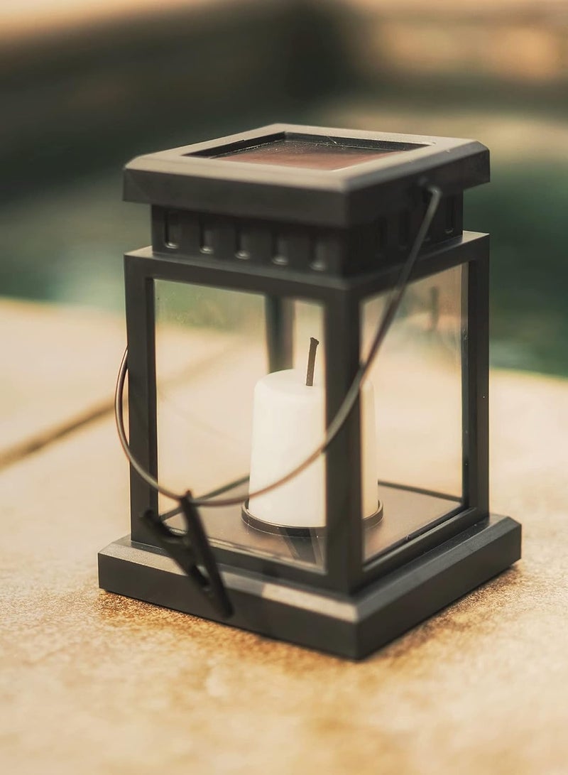 إسكدنيا 2 قطعة من الفوانيس الشمسية المعلقة للحديقة في الهواء الطلق، شمعة وامضة مقاومة للماء، مصباح LED بالطاقة الشمسية، فانوس معلق معدني لرمضان، حديقة الفناء، ديكور الحفلات (شمعة) - Image 3