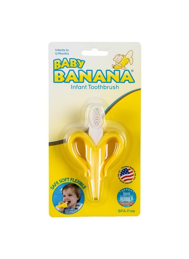 Baby Banana Yellow Banana Infant Toothbrush Easy To Hold Made In The Usa Train Infants Babies And Toddlers For Oral Hygiene Teether Effect For Sore Gums 4.33" X 0.39" X 7.87" Br003  - Image 2