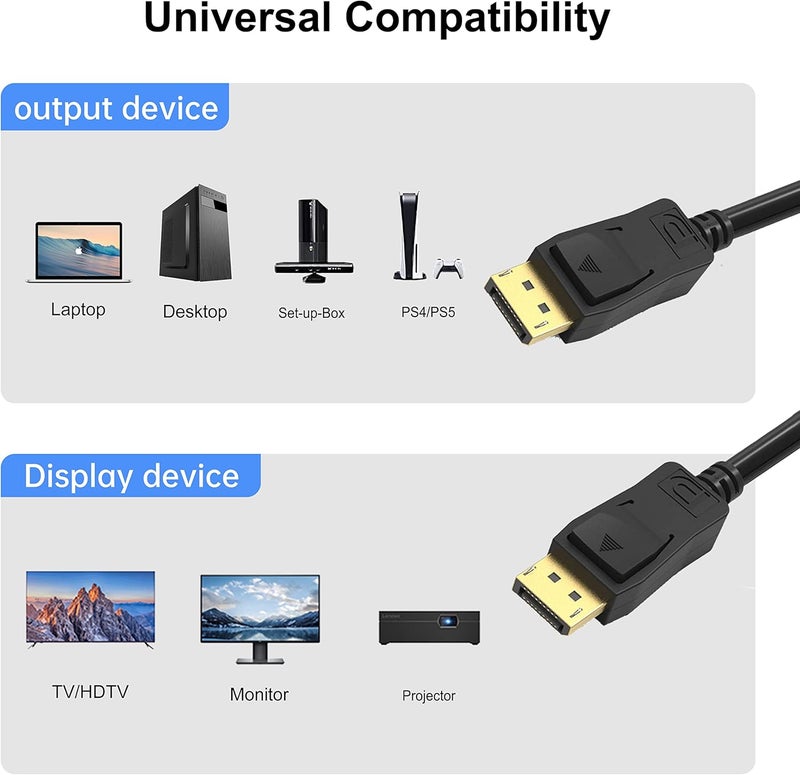 UKYEE DisplayPort Cable 10ft 10-Pack, Monitor Cable (Display Port) DP to Displayport 1.2 Cord 10 feet Compatible with DP 1.1/1.2 Supports 1440P@144HZ,2K@144Hz, 4K@60Hz-Black,Gold Plated - Image 3