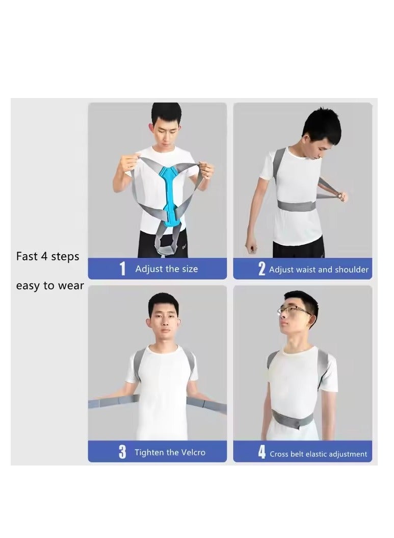 Back Support Belt Posture Corrector Adjustable Upper Back Brace Supports and Straightens the Spine to Relieve Shoulder Neck and Back Pain Size L - Image 2