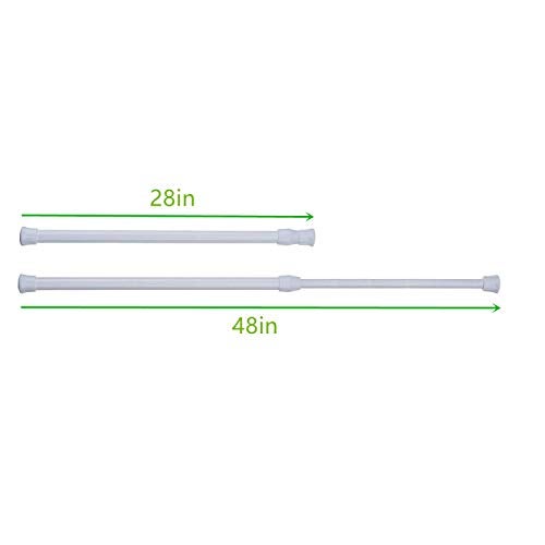 qinnsou 4 Pack Tension Rods, 28-48 Inches Adjustable Spring Steel Cupboard Bars Tension Curtain Rod shower Rod Closet Rod Tensions Rod Extendable Width - Image 2