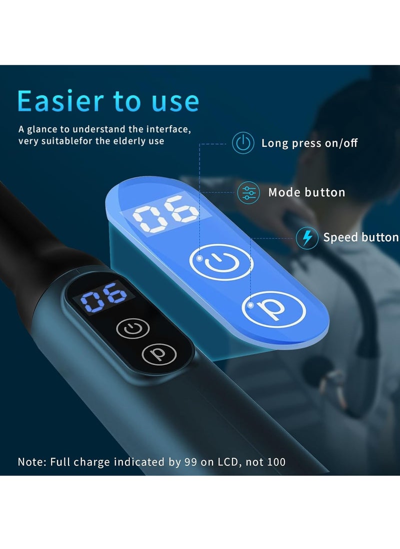 Generic - Massager with Extended Handle Revolutionary U-Shaped Back Massager For Pain Relief Deep Tissue Body Massage Hammer For Neck Shoulder Leg Reach Every Muscle with Ease , 6 speed intelligent variable , 4 professional level massage heads - Blue - Image 1