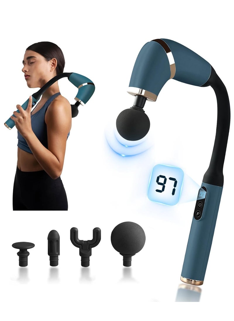 Generic - Massager with Extended Handle Revolutionary U-Shaped Back Massager For Pain Relief Deep Tissue Body Massage Hammer For Neck Shoulder Leg Reach Every Muscle with Ease , 6 speed intelligent variable , 4 professional level massage heads - Blue - Image 1
