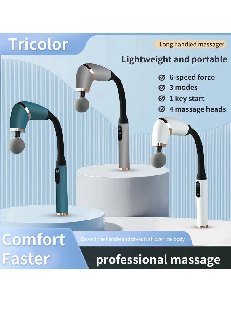Generic - Massager with Extended Handle Revolutionary U-Shaped Back Massager For Pain Relief Deep Tissue Body Massage Hammer For Neck Shoulder Leg Reach Every Muscle with Ease , 6 speed intelligent variable , 4 professional level massage heads - Blue - Image 1
