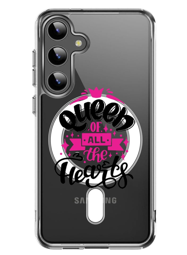 Theodor Magnetic Case for Samsung Galaxy S24 6.2-inch Compatible with MagSafe Wireless Charging, Shockproof Phone Bumper Cover Queen of all hearts Black copy - Image 1