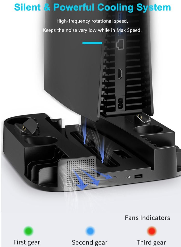 GULFLINK Cooling Stand with Dual Controller Charger Station for PS5 Console White - Image 4