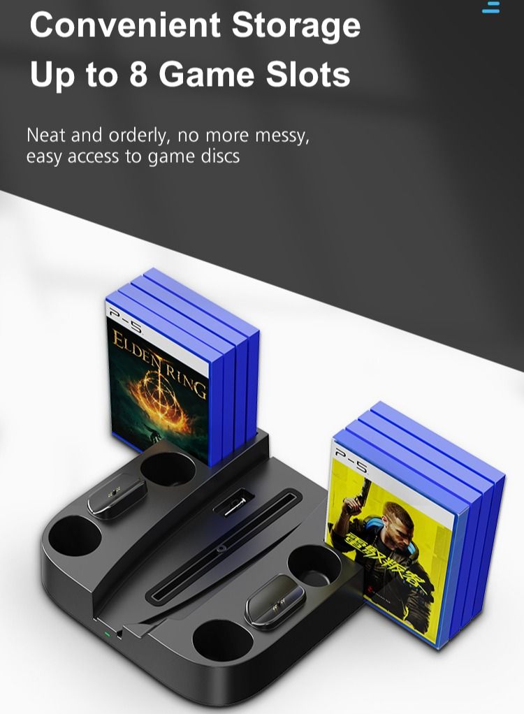 GULFLINK Cooling Stand with Dual Controller Charger Station for PS5 Console White - Image 3