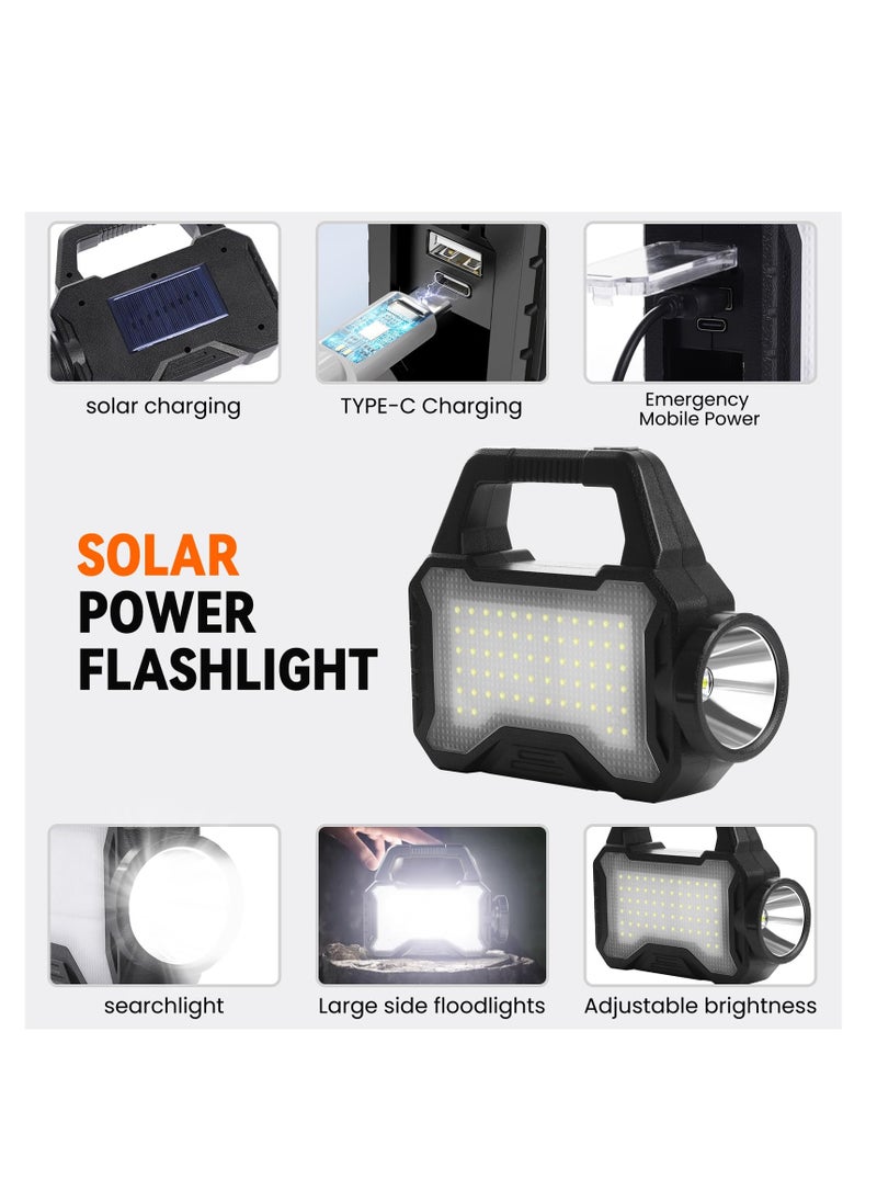Solar Flashlight,Multifunctional Flashlight Solar Flashlight,led Flashlight Cell Phone Charger,USB Charging,Suitable for Home,Fishing,Outdoor Camping
