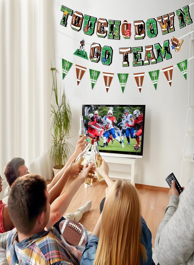Tomario 53PCS Football Party Decorations Kit, Touch Down Go Team Football Theme Paper Banner Triangle Flags Banner Hanging Swirl - Football Game Day Party Decorations - Image 4