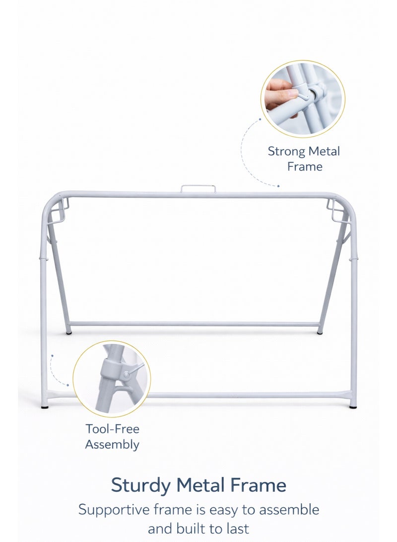 RIVAL Portable Baby Cradle with Durable Metal Frame - Soothing Manual Swing Bed for Infants & Newborns - Lightweight & Easy to Assemble - Image 3