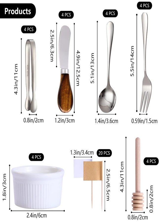 GUZE-US Charcuterie Boards Accessories(30 PCS), Gift Box Packaging, With Ceramic Dip Bowls, Wooden Handle Cheese Spreader Butter Knive Set, Mini Tongs, Spoons, Forks,Honey Dipper, Cocktail Picks - Image 2