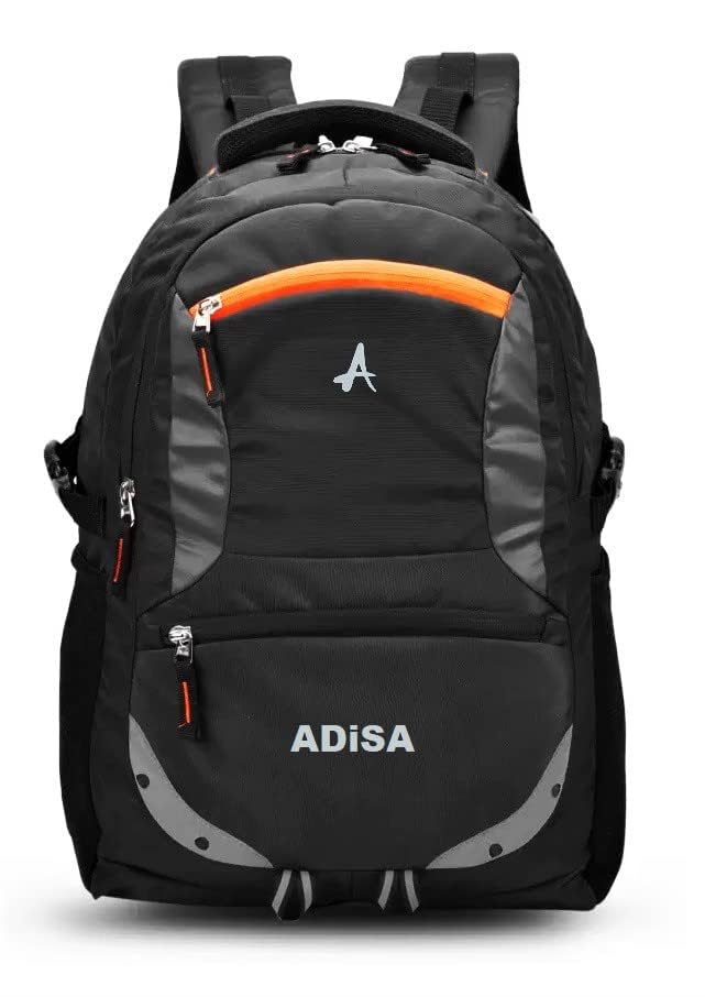 ADISA 32L large laptop backpack office bag college travel back pack with rain cover (Black) - Image 2