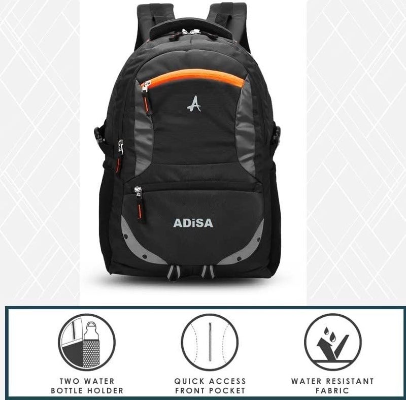 ADISA 32L large laptop backpack office bag college travel back pack with rain cover (Black) - Image 5