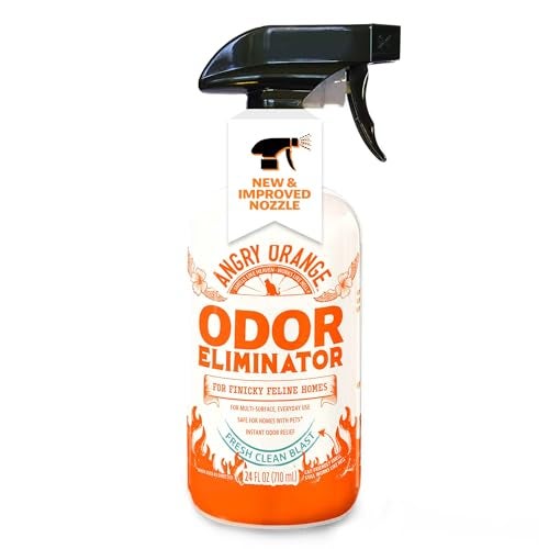 ANGRY ORANGE Pet Odor Eliminator for Cat Urine, Carpet Stains, and Strong Smells – Fresh Scent Odor Remover- 24 oz - Image 1