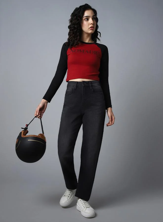 High Star  High Rise Dark Wash Regular Fit Jeans for Women | Best Price UAE