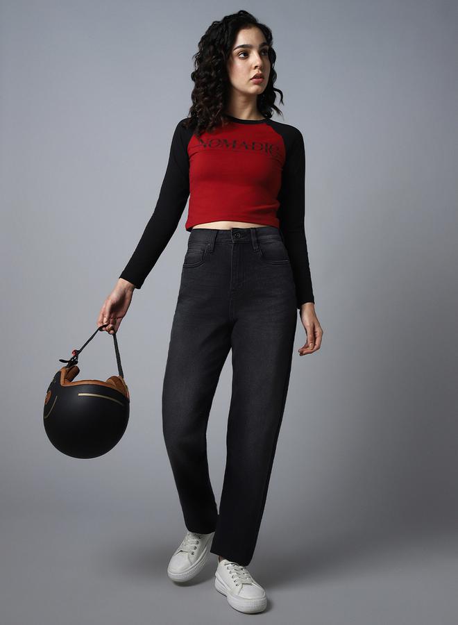 هاي ستار جينز بقصة عادية وخصر مرتفع بلون داكن من ستايلي - Image 5