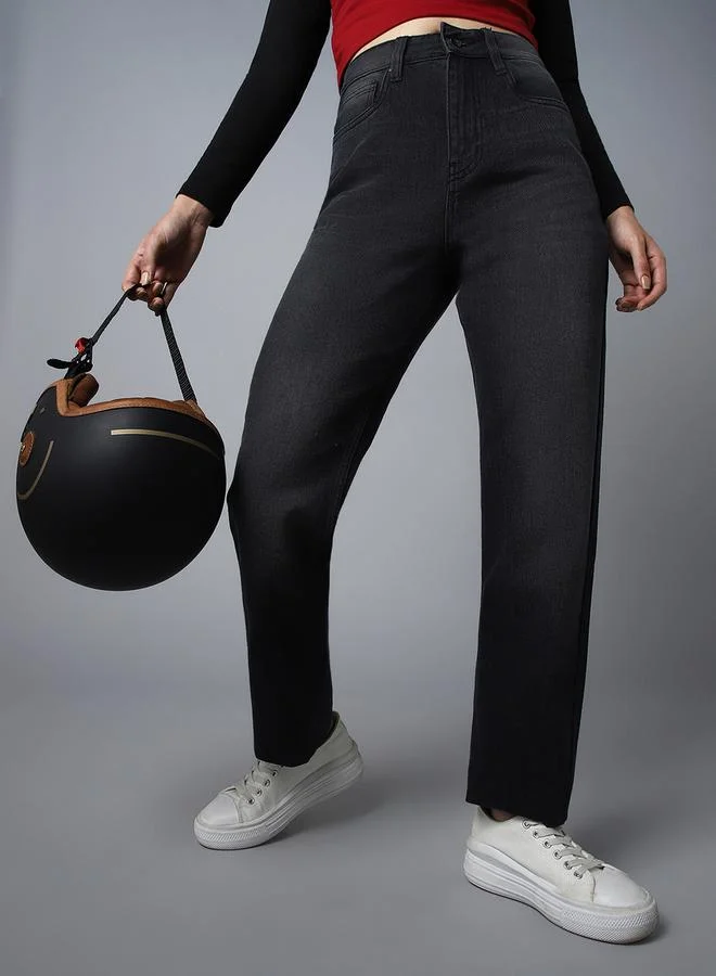 High Star  High Rise Dark Wash Regular Fit Jeans for Women | Best Price UAE