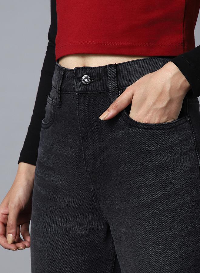 هاي ستار جينز بقصة عادية وخصر مرتفع بلون داكن من ستايلي - Image 4