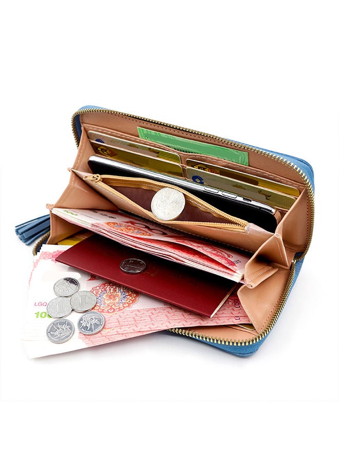 Sharpdo Casual Rhomboid Impression Large Capacity Ladies PU Leather Clutch for Women Long Wallet Zipper Phone Money Bag Card Holder with Strap and Pendant 19.5*10*2.5cm - Image 2