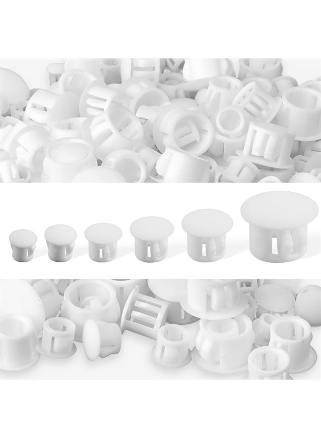 AIEX 6 Sizes Plastic Hole Plugs, 3/16",1/4", 3/8", 1/2", 5/8", 3/4" Screw Hole Plugs Screw Plastic Covers Furniture Hole Plug Assortment for Locking Hole Tube Furniture Cabinet (200pcs, White) - Image 1