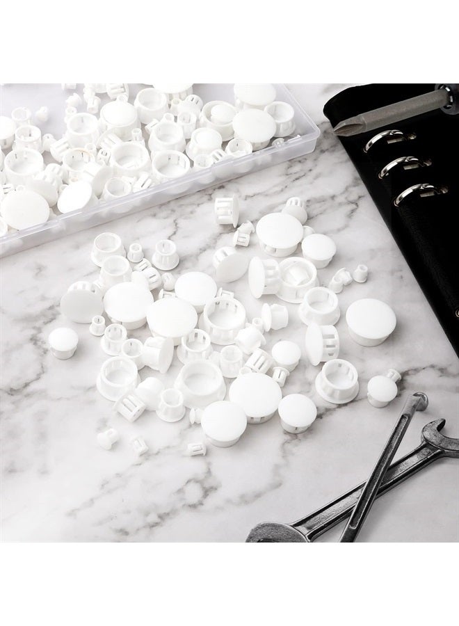 AIEX 6 Sizes Plastic Hole Plugs, 3/16",1/4", 3/8", 1/2", 5/8", 3/4" Screw Hole Plugs Screw Plastic Covers Furniture Hole Plug Assortment for Locking Hole Tube Furniture Cabinet (200pcs, White) - Image 3