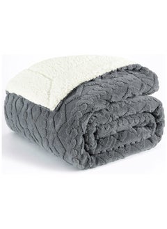 Fabienne Jacquard Sherpa Blanket Super King Size Faux Fur Bed Blanket 220x240cm Flannel Fleece Reversible Blanket Double Size Warm and Plush Throw Blanket Grey  - Image 1