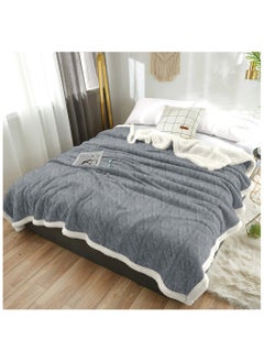 Fabienne Jacquard Sherpa Blanket Super King Size Faux Fur Bed Blanket 220x240cm Flannel Fleece Reversible Blanket Double Size Warm and Plush Throw Blanket Grey  - Image 2