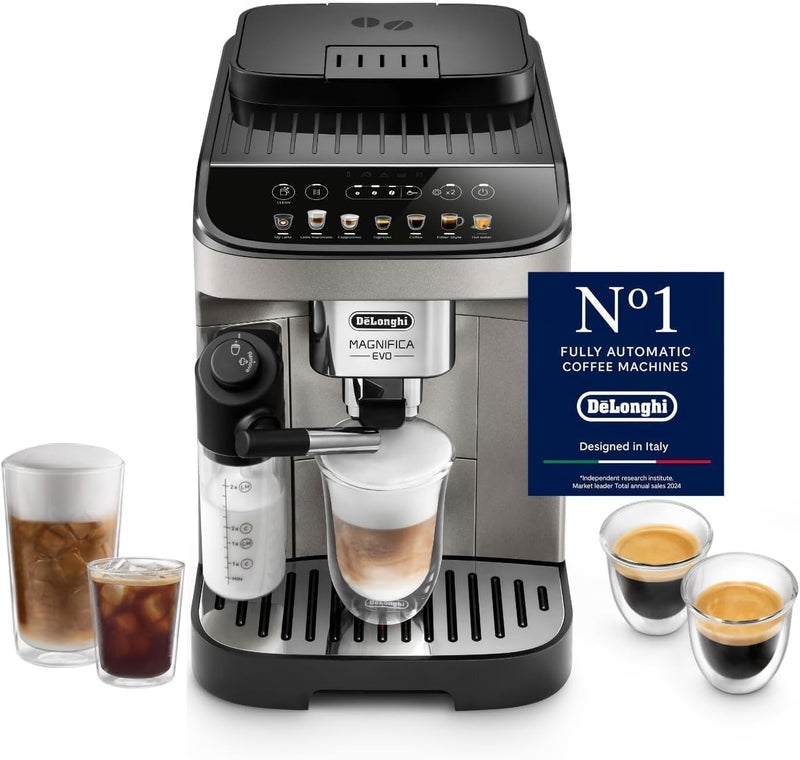 De'Longhi ماكينة قهوة ديلونجي MAGNIFICA EVO أوتوماتيكية بالكامل - 12+ وظيفة للإسبريسو، الأمريكانو، الكابتشينو، اللاتيه، والمزيد - Image 1