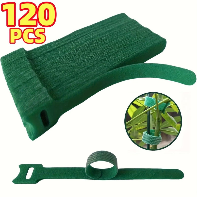 120 Pcs Reusable 6 Inch Non Slip Nylon Plant Tie Straps With Adjustable Fasteners Green Ideal For Climbing Plants And Gardening Applications Durable Garden Support Tool Stable Fixation Durable Plastic - Image 1