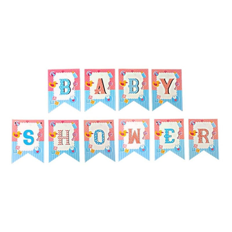 WP WANNA PARTY Wanna Party Baby Shower Combo Decorations Set - 18Pcs | Baby Shower Banner | Baby Shower Cake Topper | Pregnancy Photoshoot Material Items Supplies For Baby Shower Decoration Items - Image 2