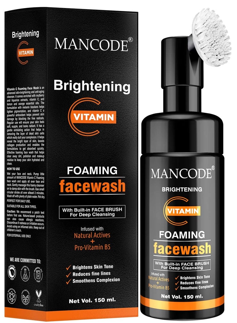MANCODE Mancode Vitamin C Foaming Face Wash With Built in Face Brush 150ml - Image 1