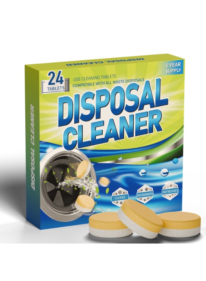24 Pack Garbage Disposal Cleaner Tablets – Citrus Foaming Action for Deep Cleaning, Sink Drain Deodorizer & Degreaser – Safe for All Disposals - Image 1